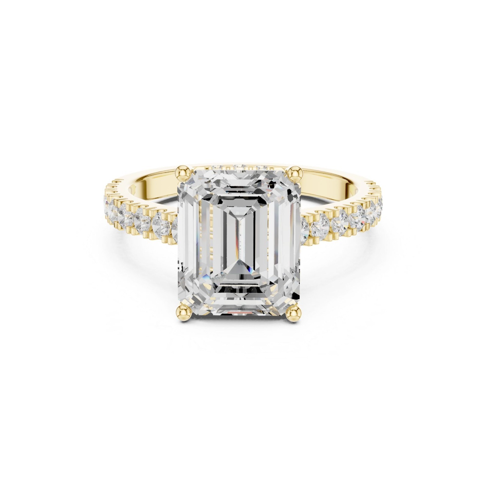 Emerald Cut Lab Grown Diamond Hidden Halo Solitaire Engagement Ring