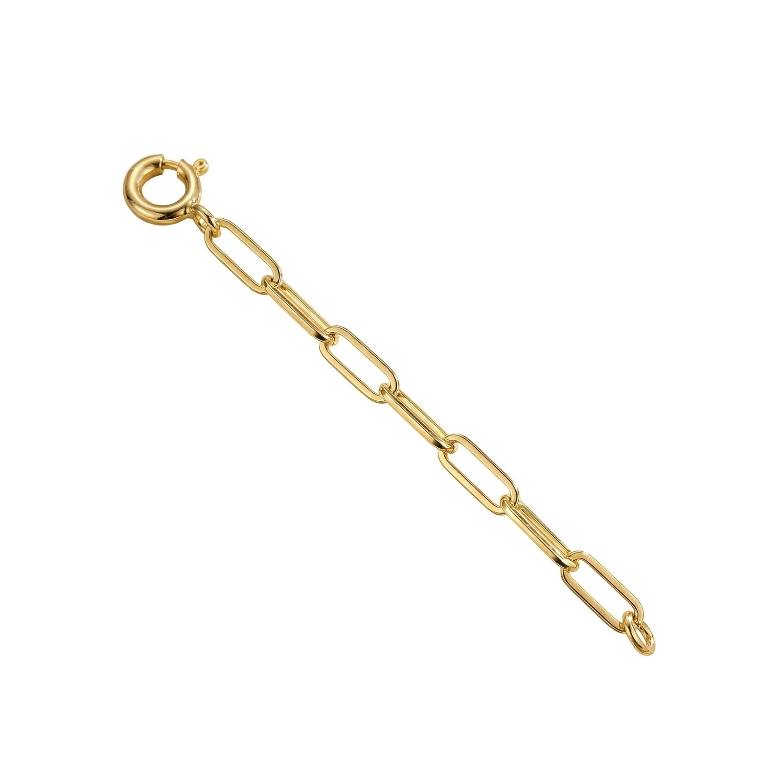 10k Solid Yellow Gold 2mm Paper Clip Extender Necklace 1″ to 10″