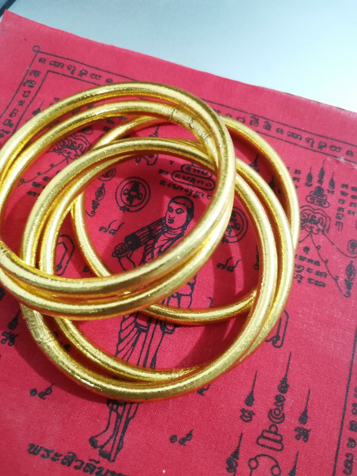 24k Gold Leaf Bracelet Thai Buddha Amulet Love Charm Luck Rich Protect Talisman