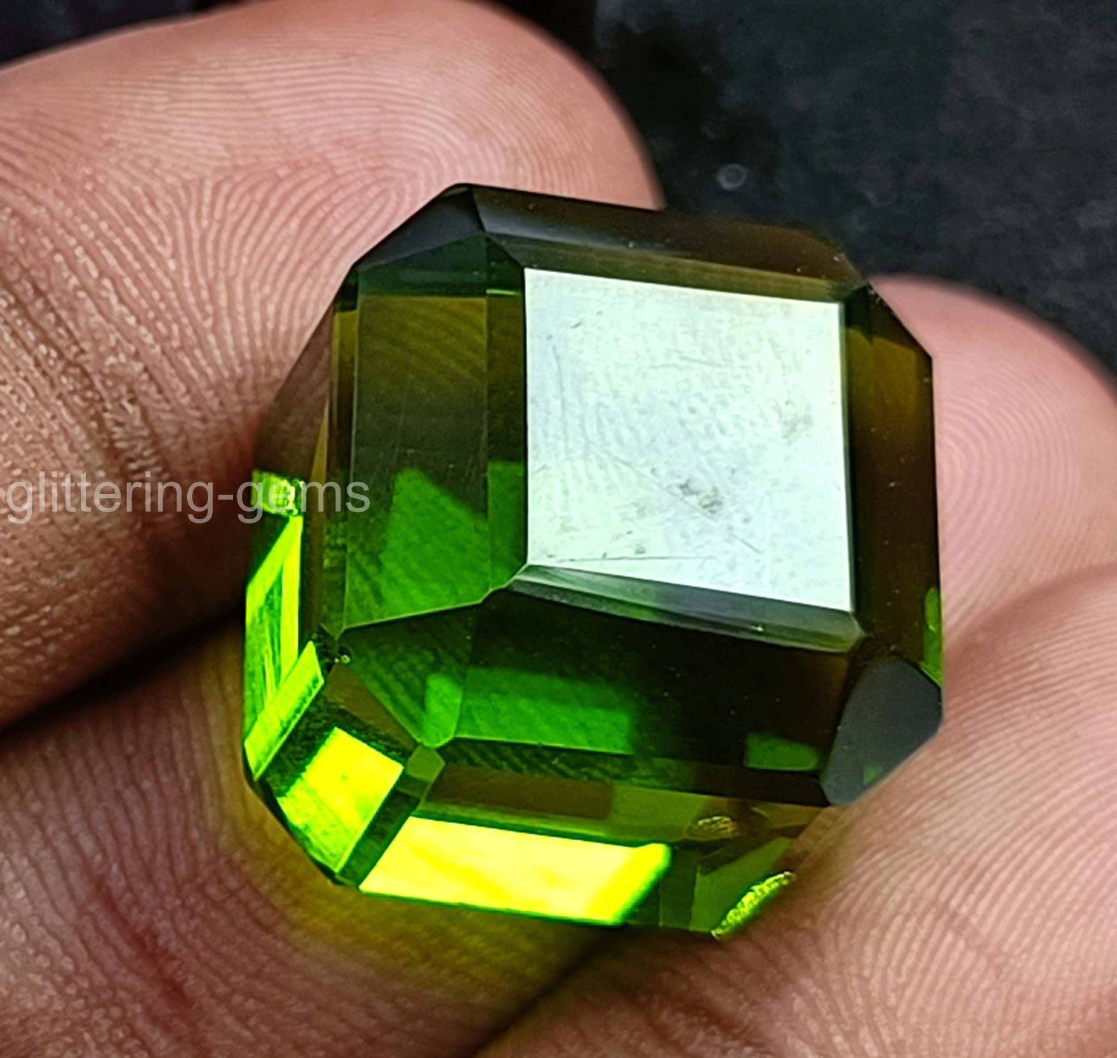 49.00 Ct Natural Pakistani Green Peridot Cube Cut Certified Loose Gemstone 5DOS