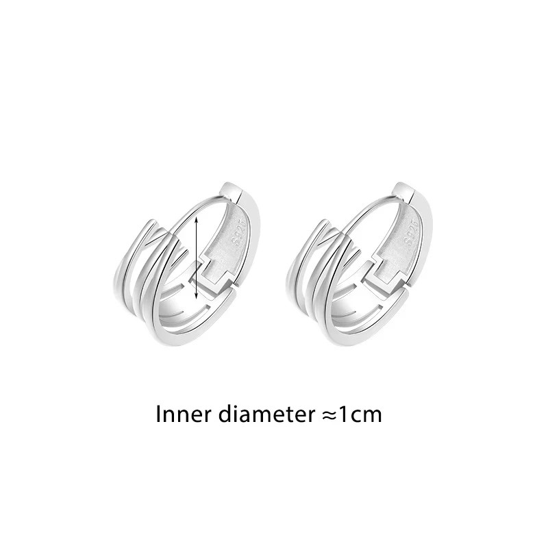 925 Sterling Silver Chunky Hoop Earrings Geometric Layered Huggie Women Gift