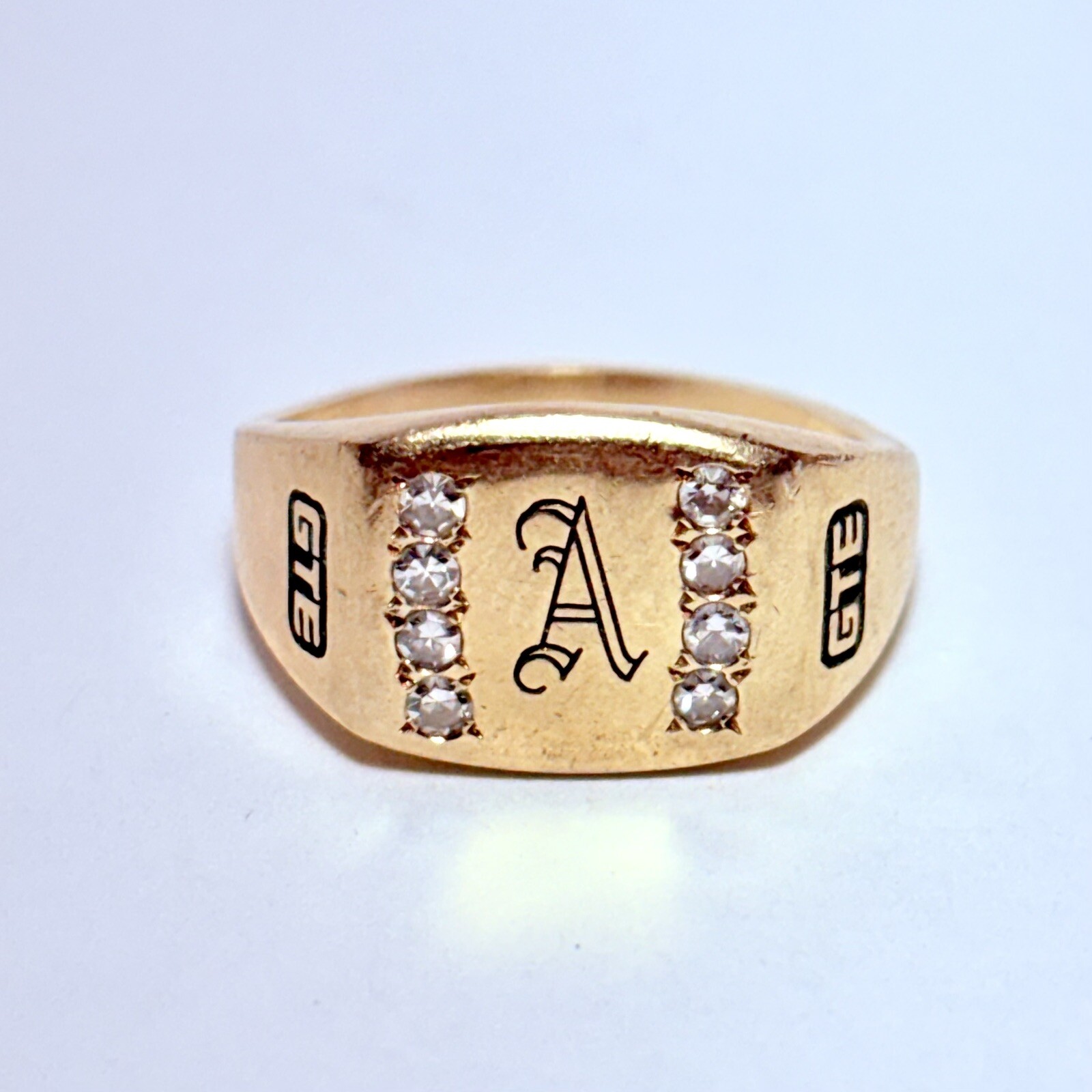 GTE Corp 10K Yellow Gold 0.12ctw Diamond “A” Letter O.C. Tanner Size 7 Ring 5.8g