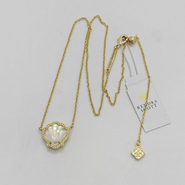 New Kendra Scott Brynne Gold Short Pendant Necklace In Lilac Abalone