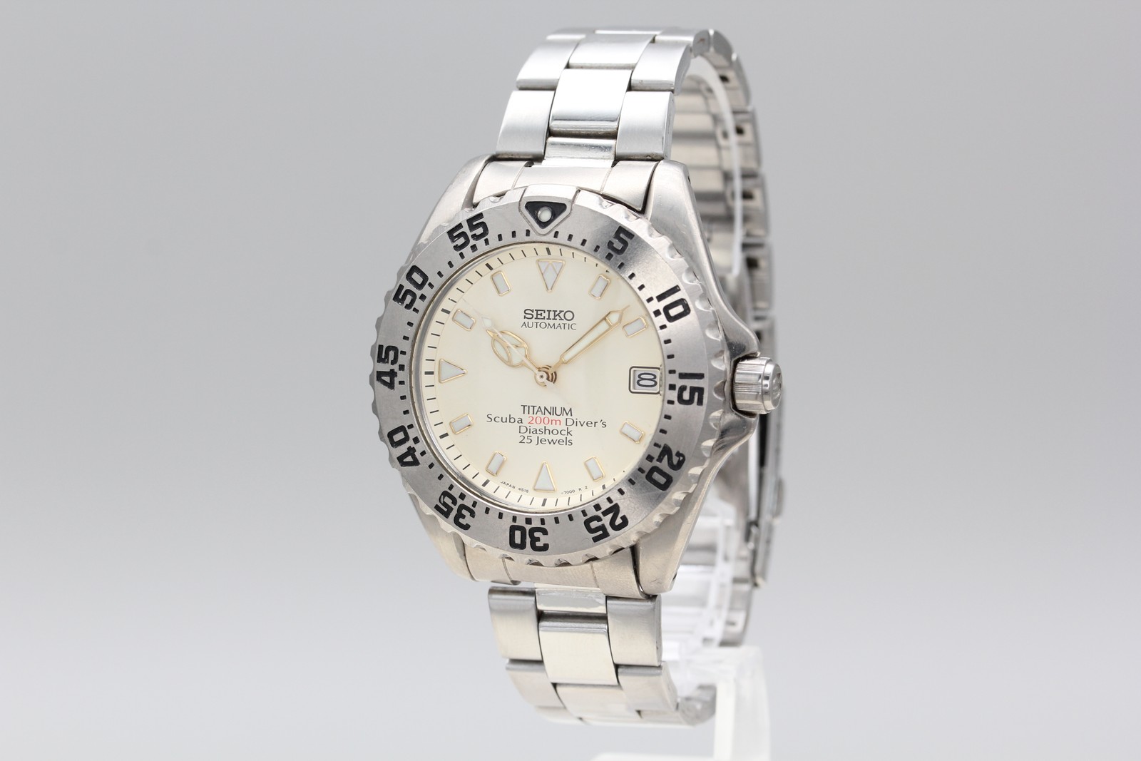 ▶️Vintage【Exc+5】SEIKO Scuba Diver’s 4S15-7000 Ivory Dial Titanium AT Men’s Watch