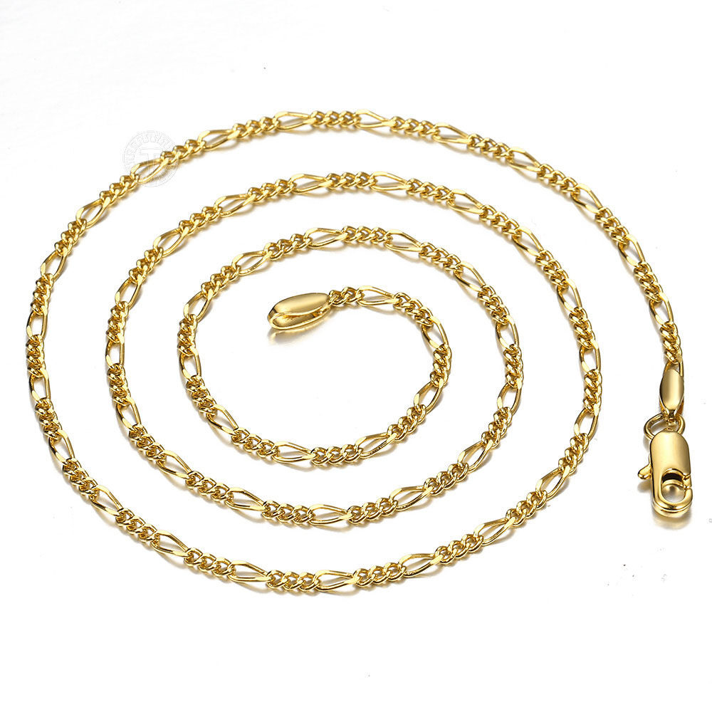 2mm 14k Yellow Gold Filled Figaro Link Chain Necklace 18inch Womens Jewelry