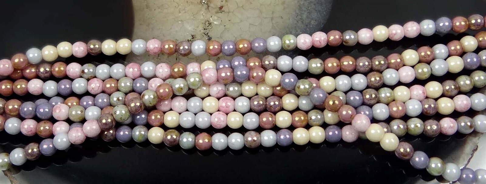 50 Czech Glass Round Beads – Opaque Luster Mix 4mm