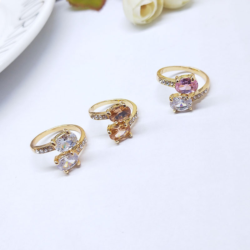Wholesale Colorful Zircon Crystal Mixed Rings Bulk Finger Band Ring Jewelry Lot