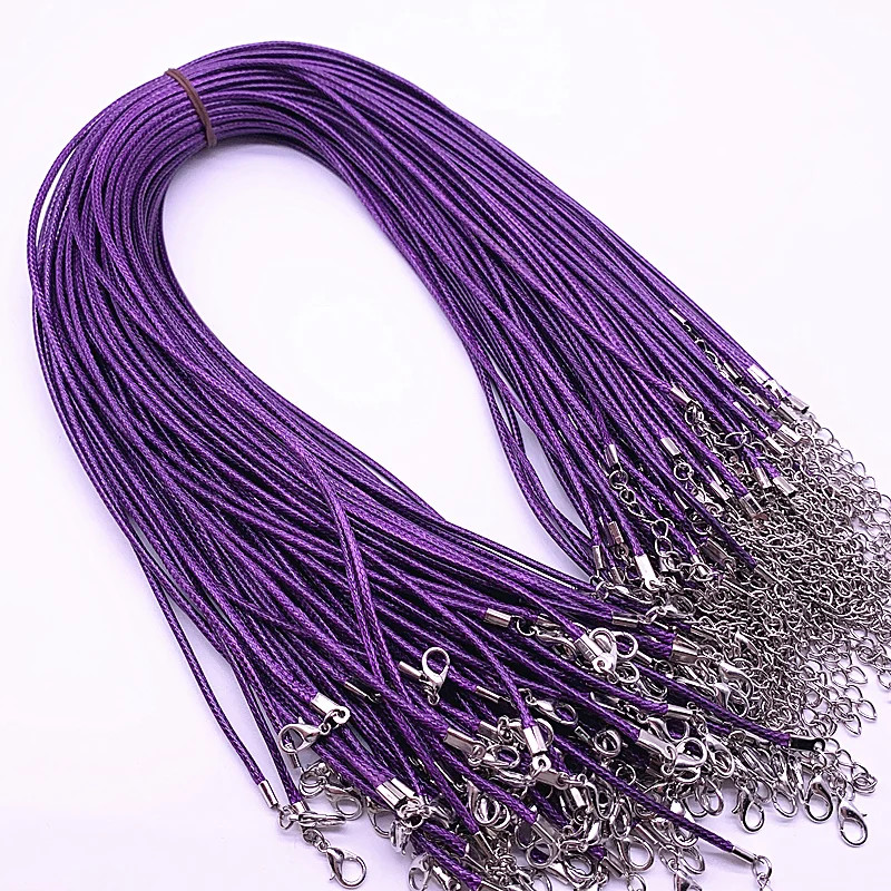 Leather Cord Necklace 2mm Wax Rope Chain Lobster Clasp 45cm Jewelry 5PCS