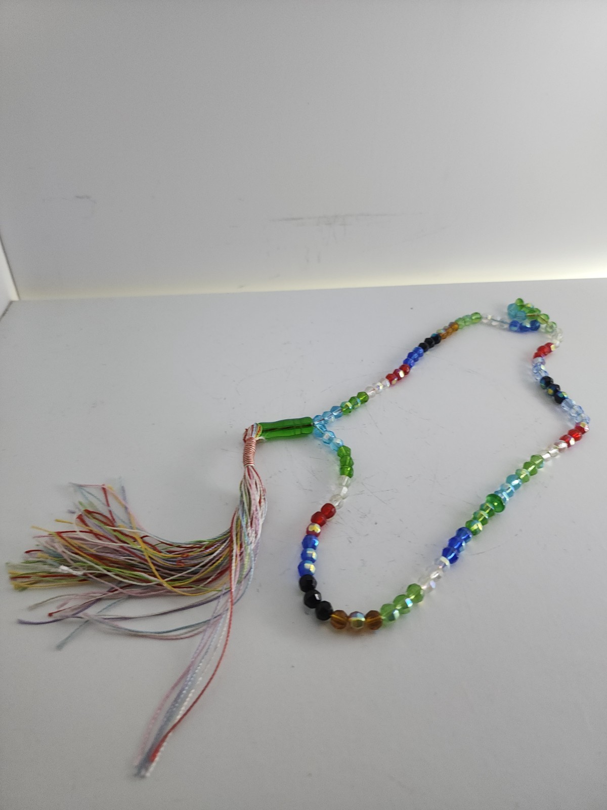 Multicolor Faceted Glass Meditation Beads Souvenir Strand with Tassel