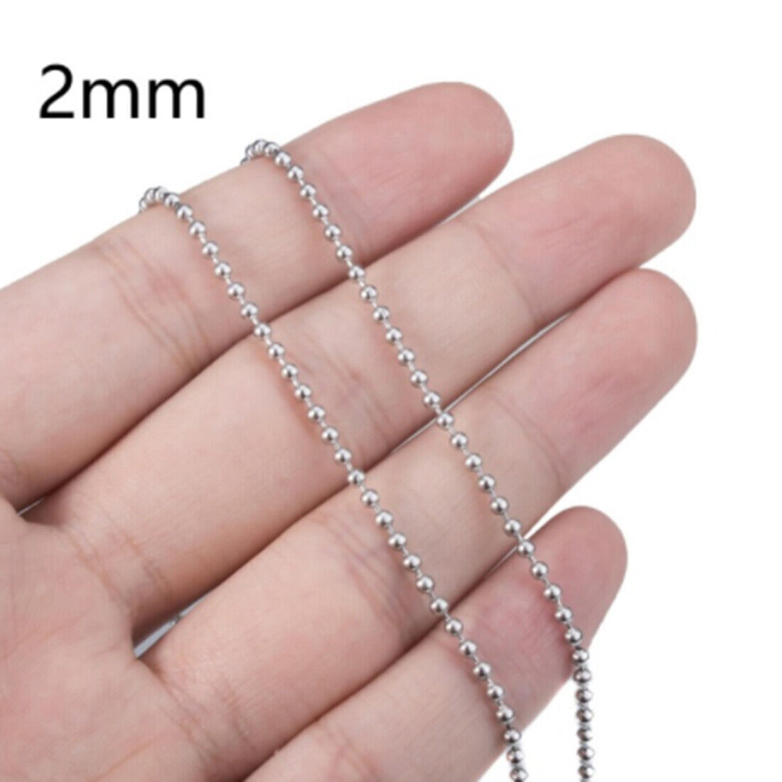 1.5-12mm Fashion New Women Men’s Stainless Steel Silver Bead Ball Chain Necklace