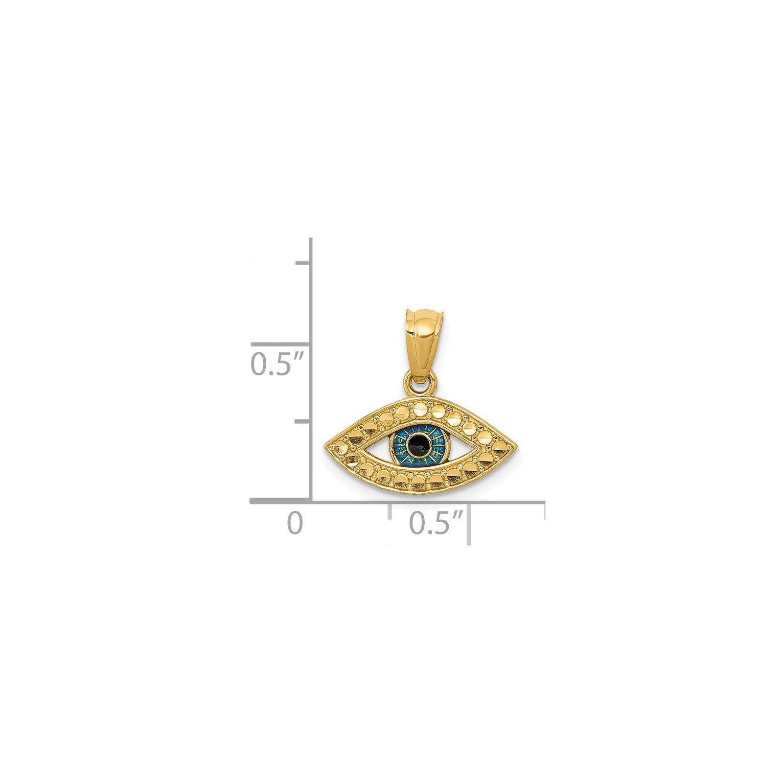 14k Yellow Gold Evil Eye Pendant Blue Black Spiritual Amulet Talisman for Women