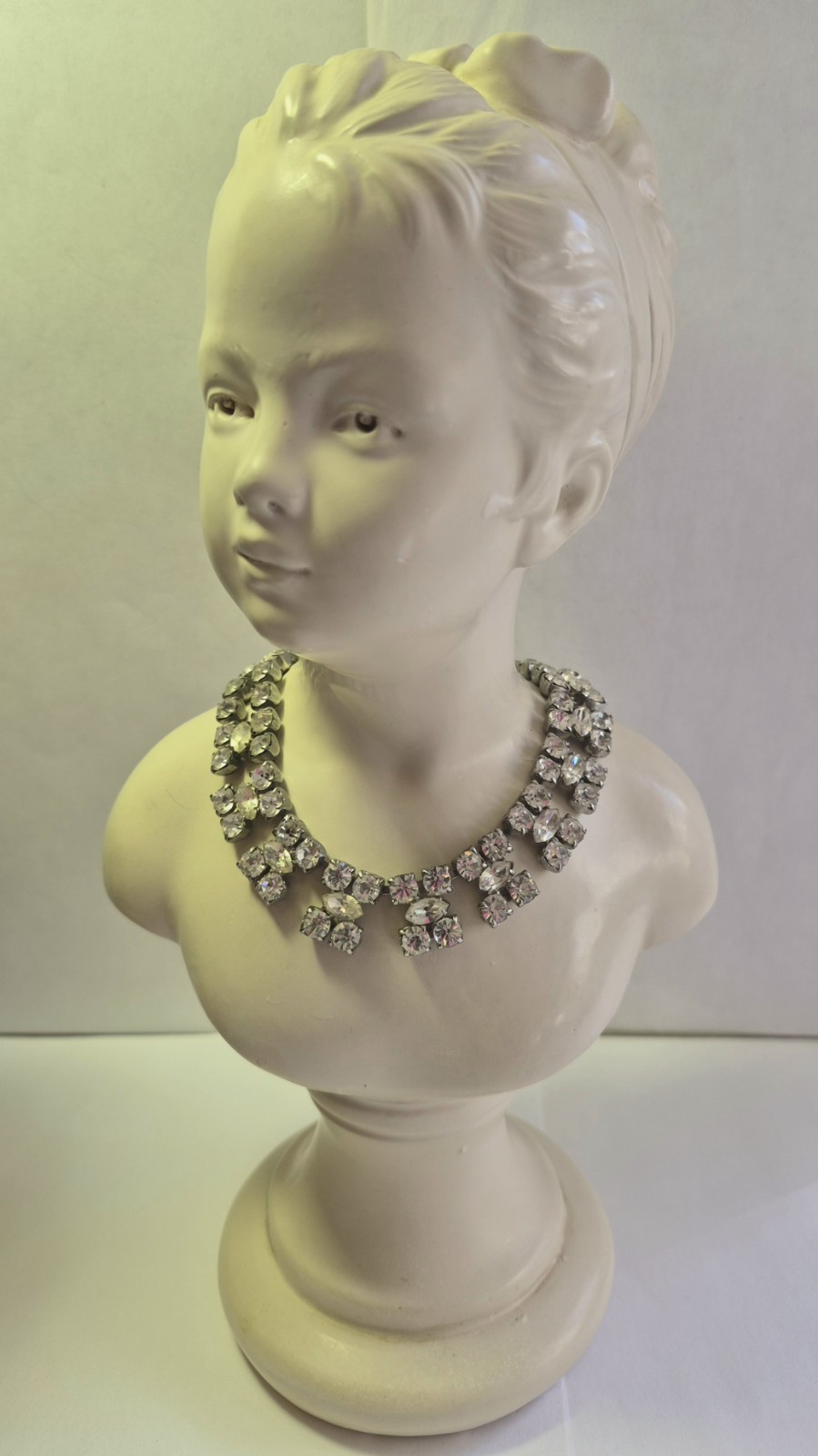 Vintage Rhinestone Choker Necklace Glass Prong Set Foiled Back Bridal Statement