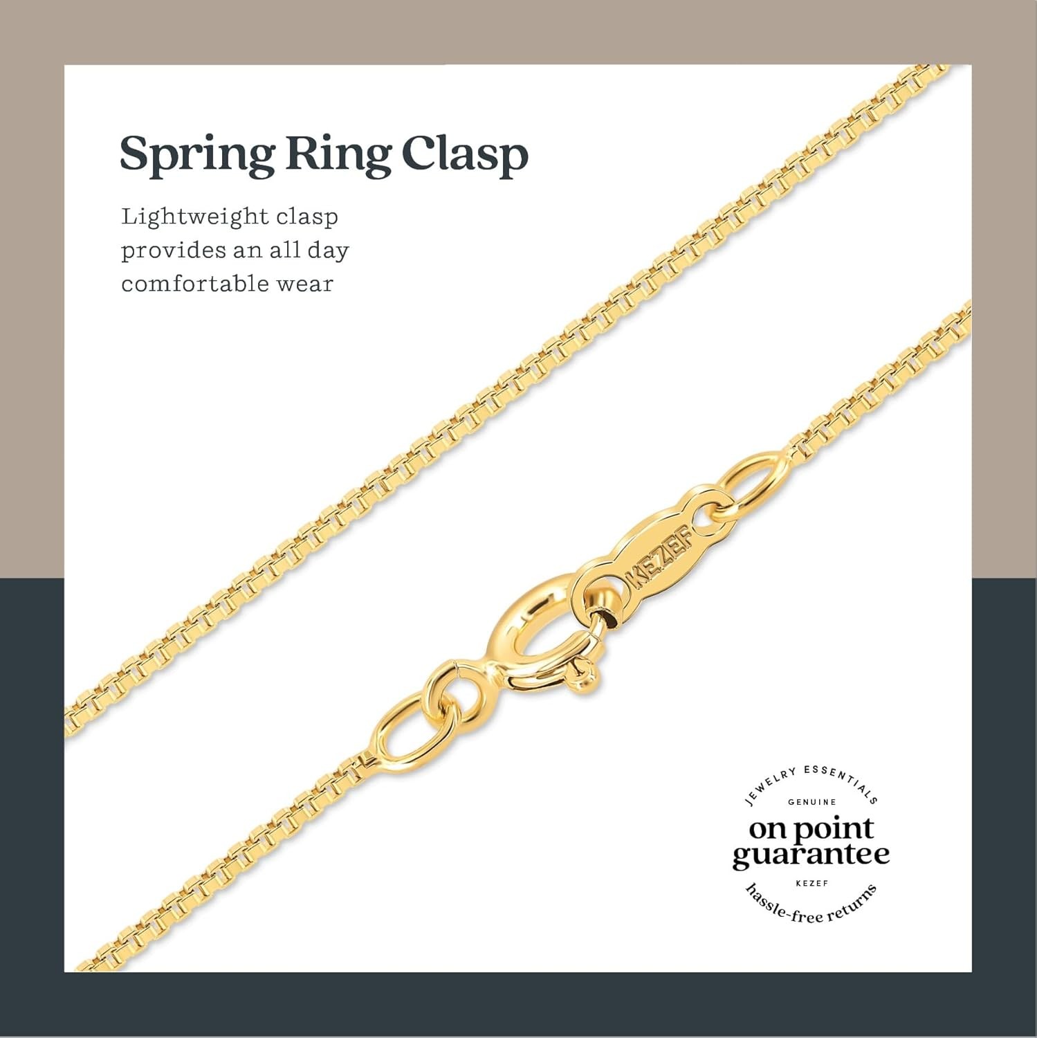 KEZEF 18k Gold Over Sterling Silver 1mm Box Chain Necklace Made in Italy | Sterl