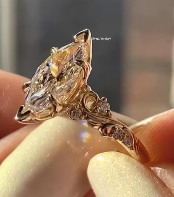4.30Ct Marquise-Cut Lab Grown Diamond Solitaire Engagement Ring 14k Yellow Gold