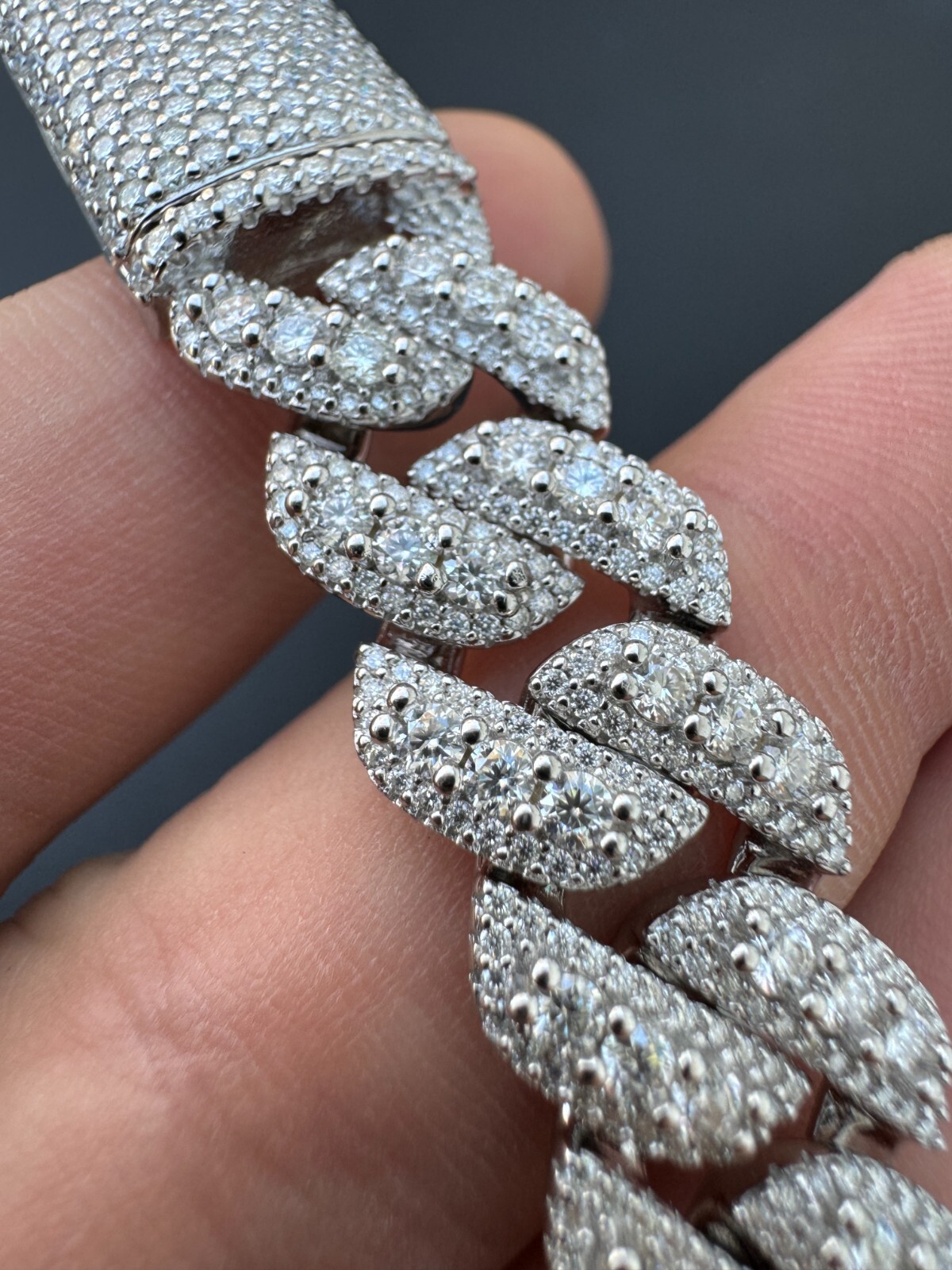 MOISSANITE Real Miami Cuban Prong Link Iced Hip Hop 925 Silver Bracelet 7-9″