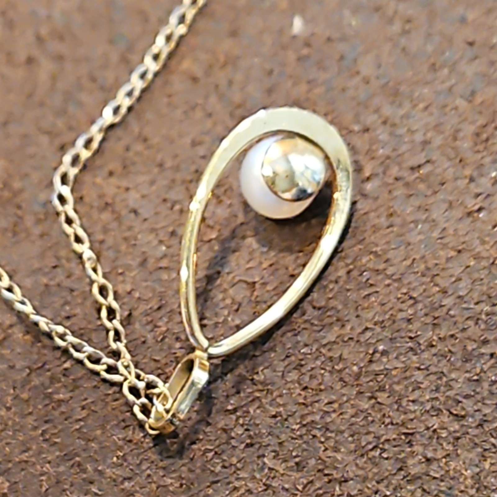 Vintage 14K 12K Gold Filled Pearl Pendant Necklace Set Dainty 18″ Cable Chain