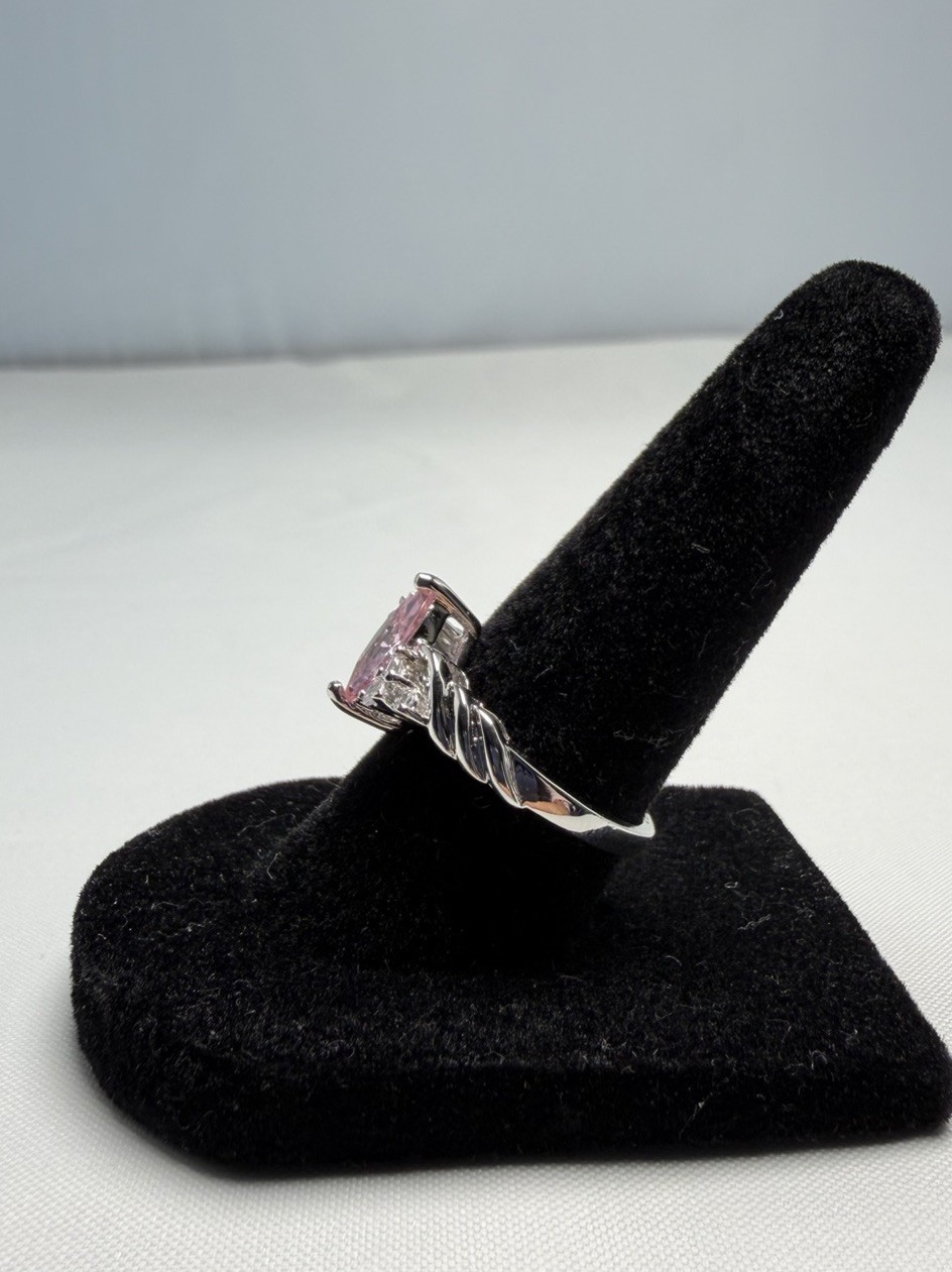 925 Sterling Silver Pink CZ Marquise Cocktail Ring Size 7.25 2ctw Simulated New