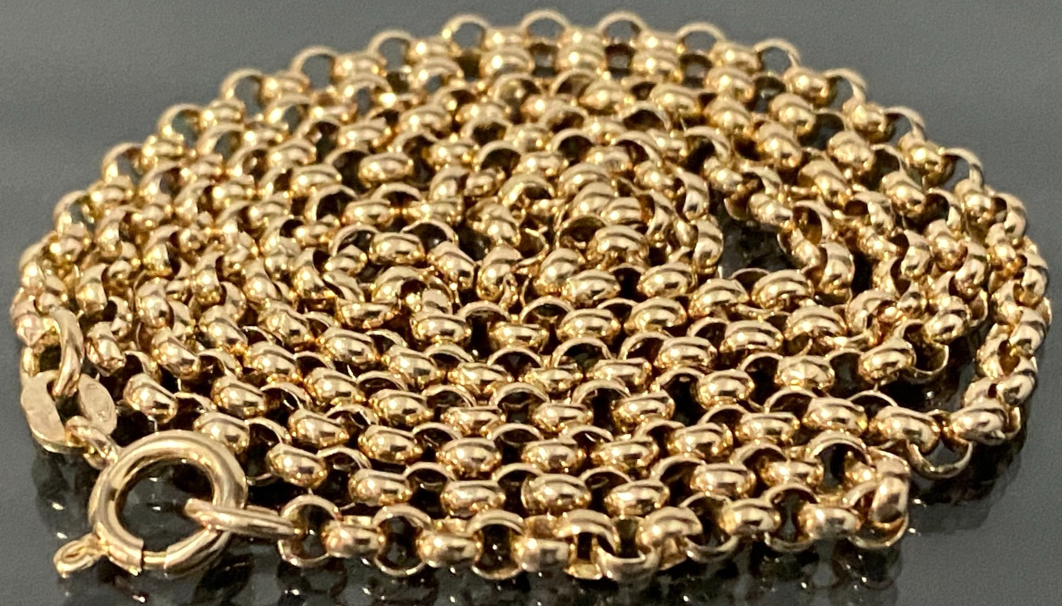 9K Yellow Gold Belcher Link Chain Necklace 61cm Long