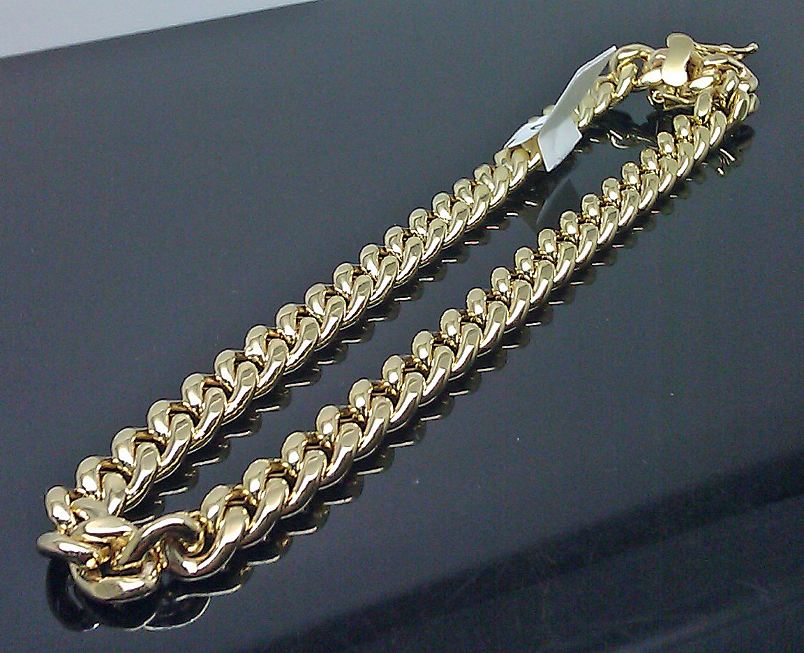 REAL 10k Yellow Gold Miami Cuban Chain Bracelet 7.5 Inch Men Women Gift Genuine