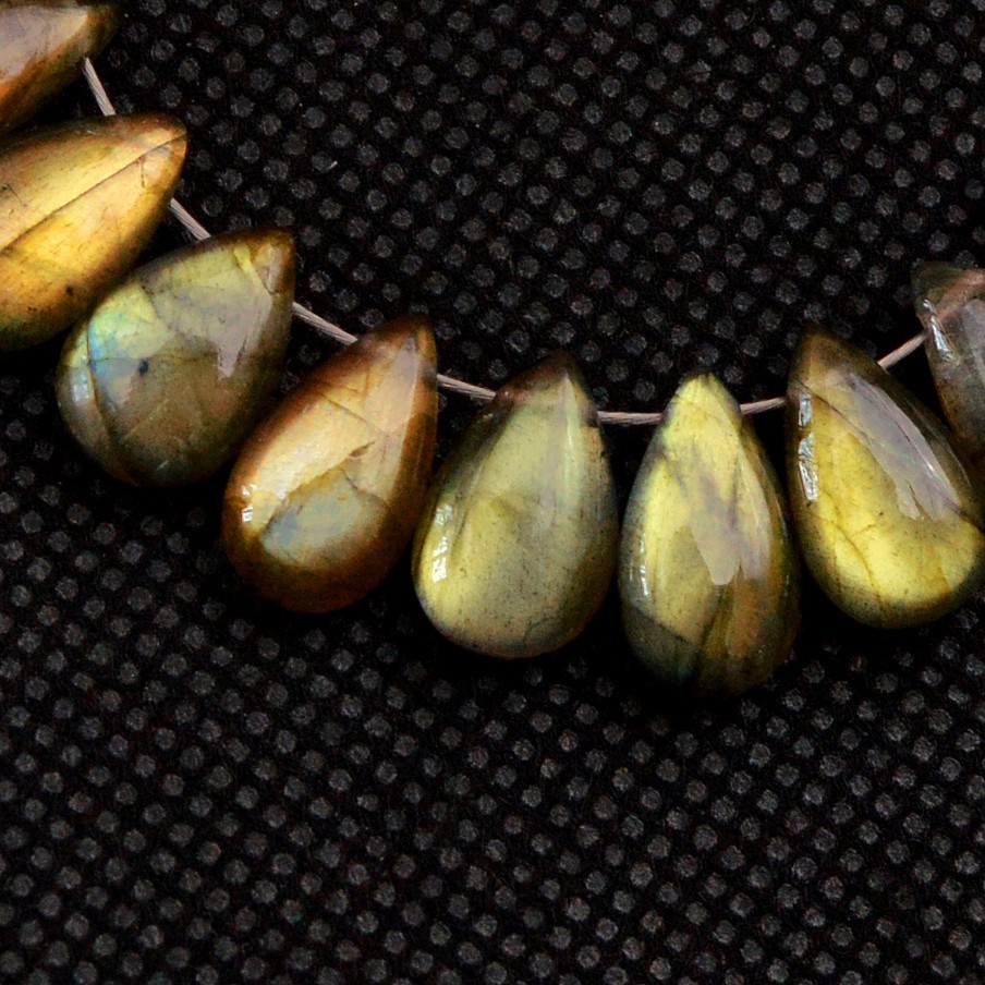 28 Pcs 87 Cts Natural Labradorite Loose Briolette Gemstone Lot 10×5 8x5mm #18629