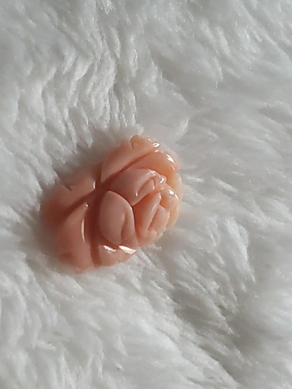 Vintage Hand Carved Pink Coral Floral Rose Loose Gem Jewelry Projects 15mm