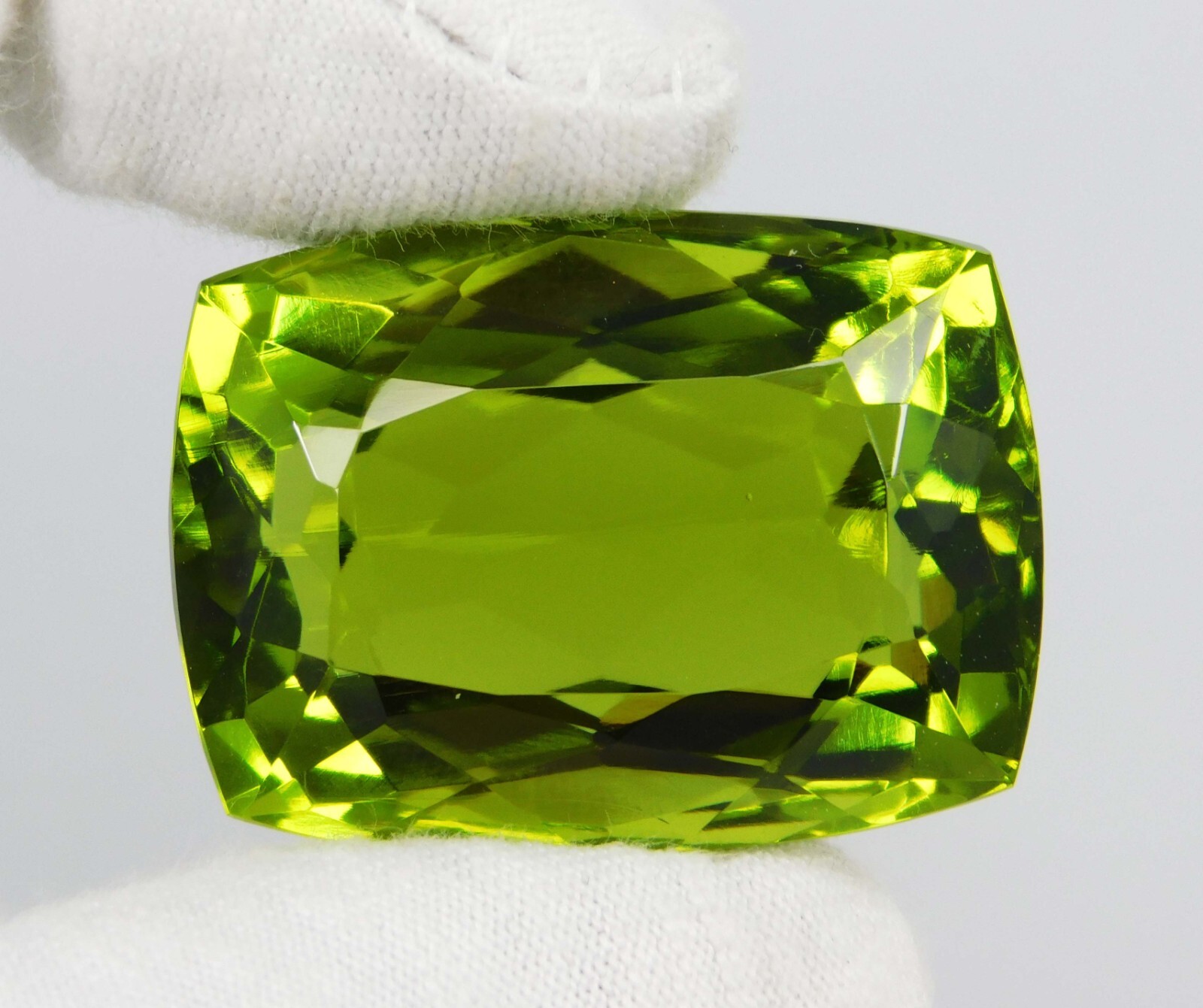 112.65 Ct Natural Green Peridot Cushion Cut Certified Loose Gemstone