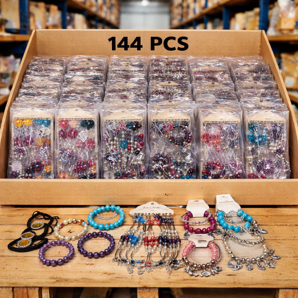 144 Pcs Wholesale Jewelry Bundle Beaded Bracelets Charm Bracelets Bulk Closeout