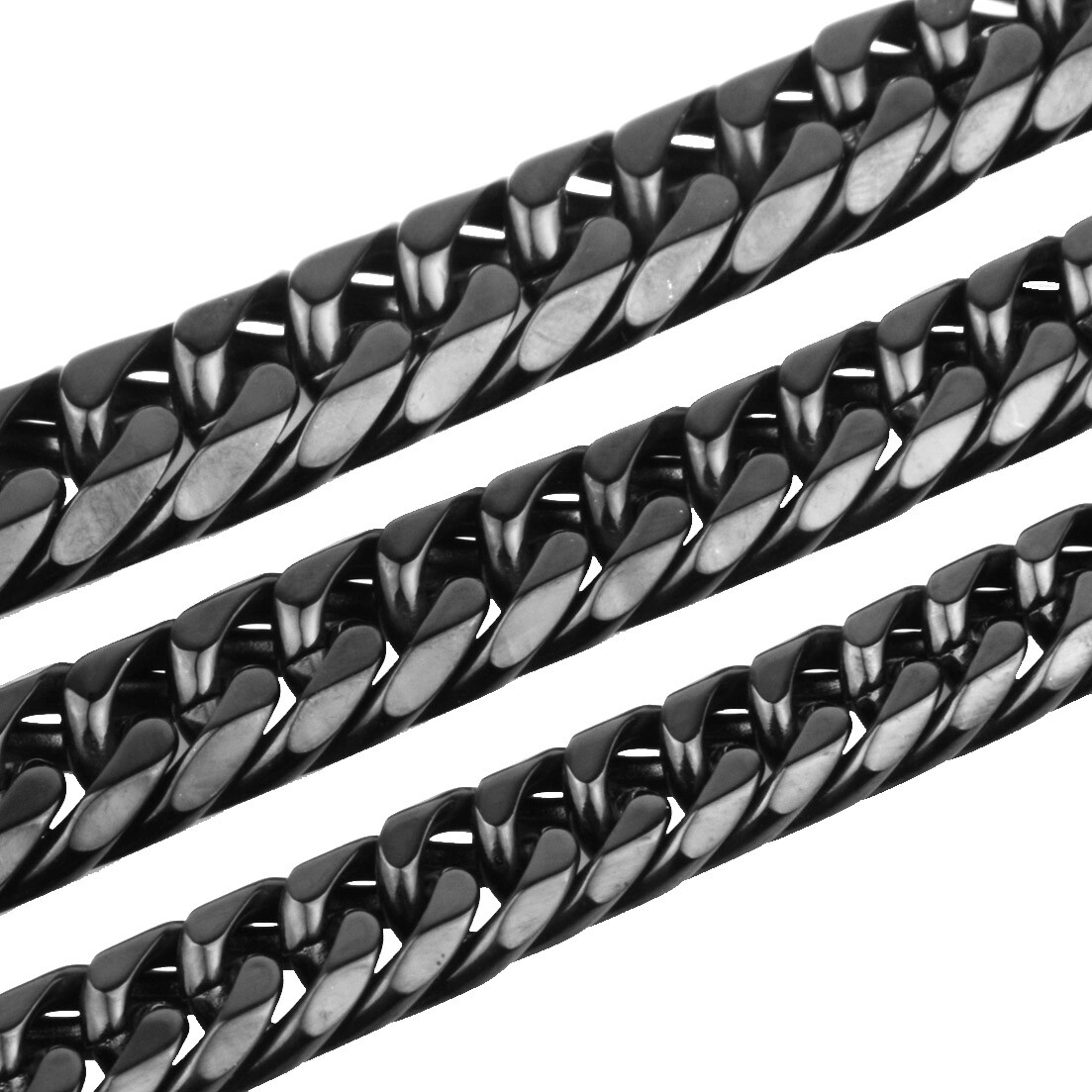 Men’s Black Plated 316L Stainless Steel Curb Cuban Link Chain Necklace Chain