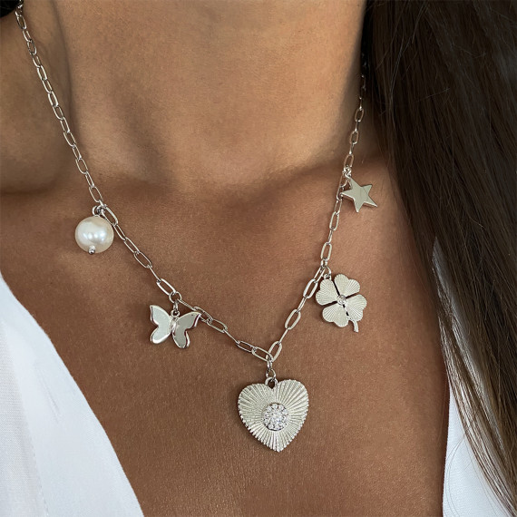 Jennifer Miller Heart Charm Necklace (White Gold)