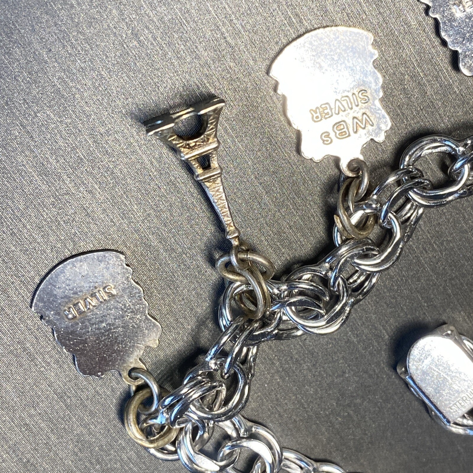 Vintage Charm Bracelet Estate Fine Jewelry Pre-Owned Sterling Ireland France