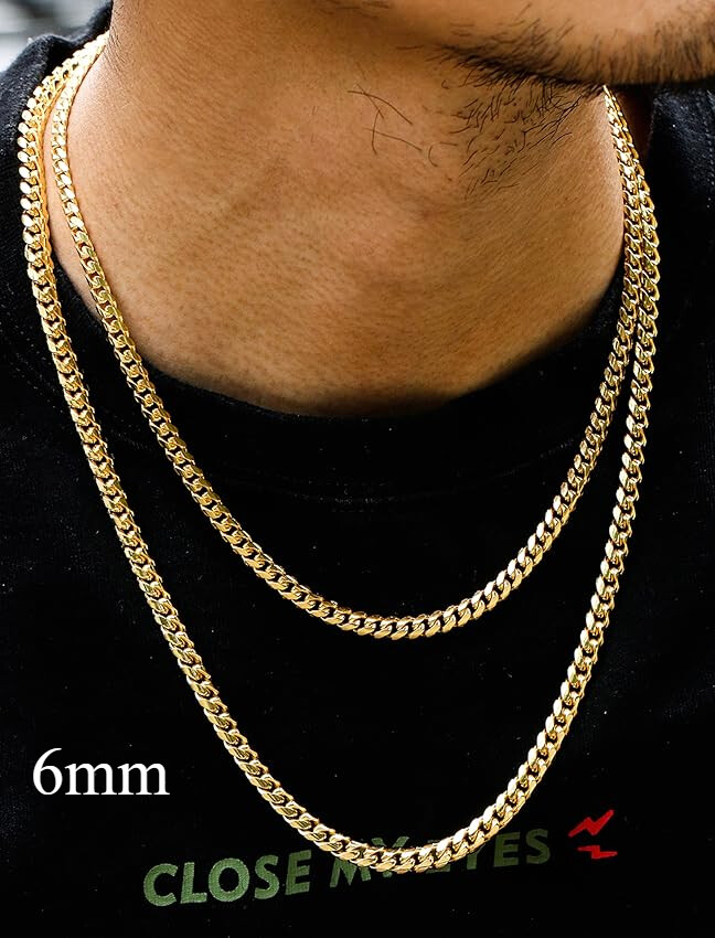 14k Gold Plated Stainless Steel Miami Cuban Link Bracelet Or Chain with CZ Clasp