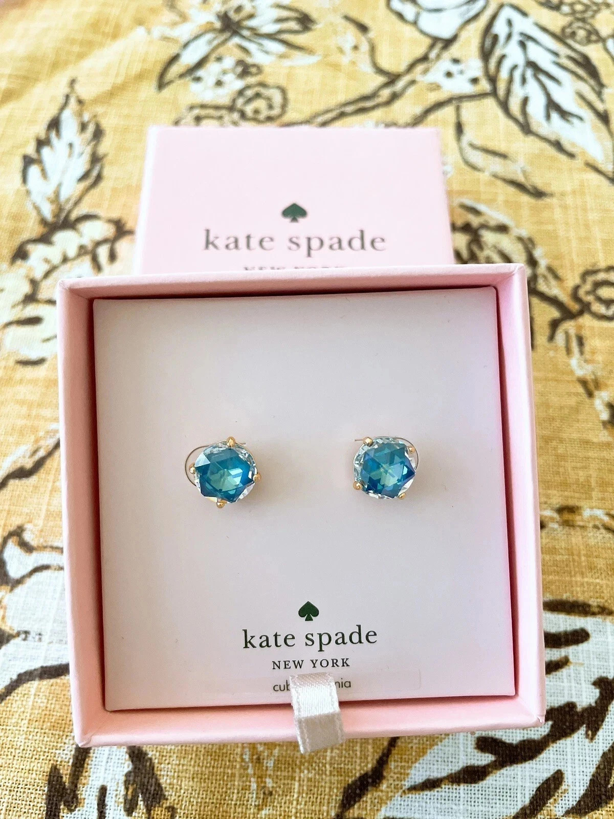 Kate Spade Bright Ideas CZ Stud Earrings, Sapphire , New in box