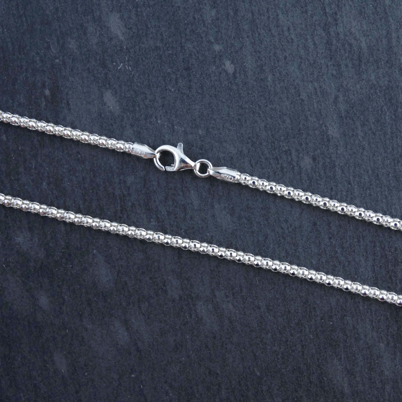 2.5mm Diamond Cut Popcorn Chain Necklace – 925 Sterling Silver – Italian 16- 30″