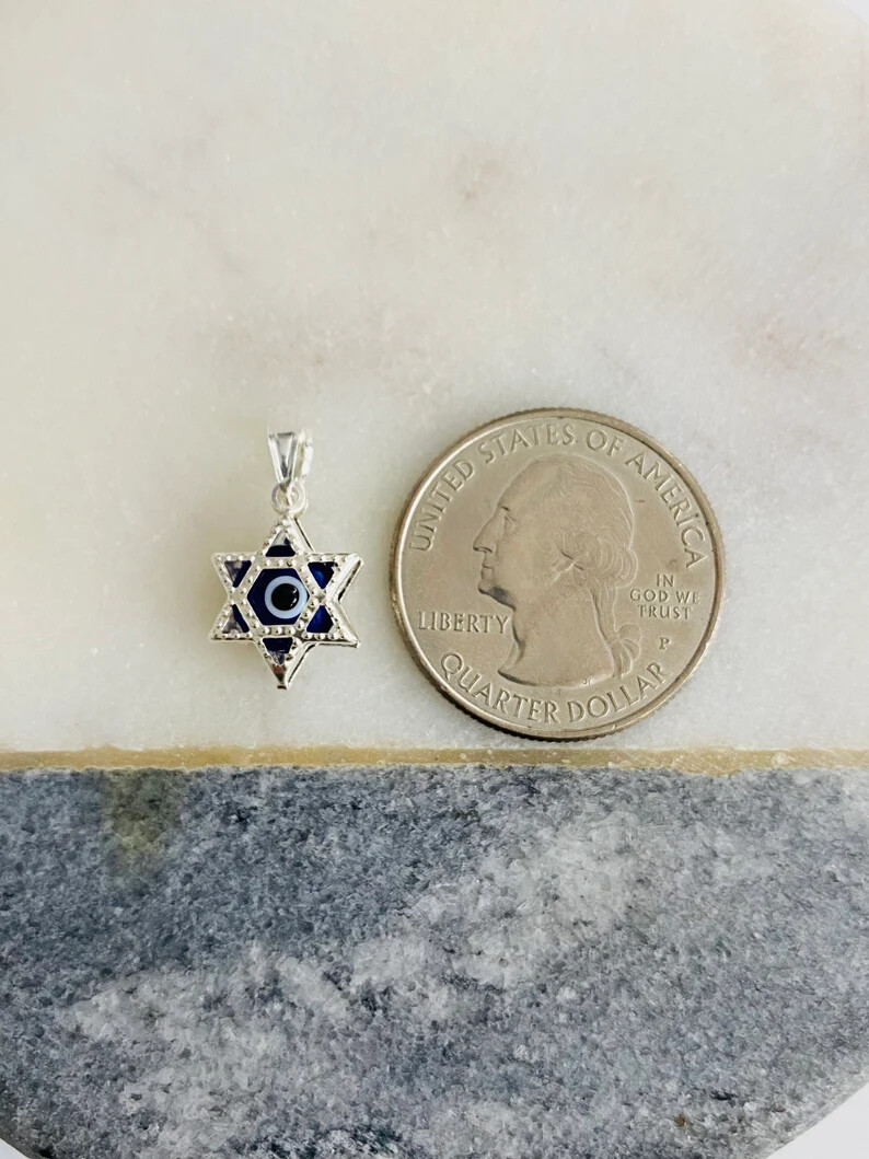 925 Sterling Silver Murano Glass 18mm x 10mm Star of David Pendant- P147