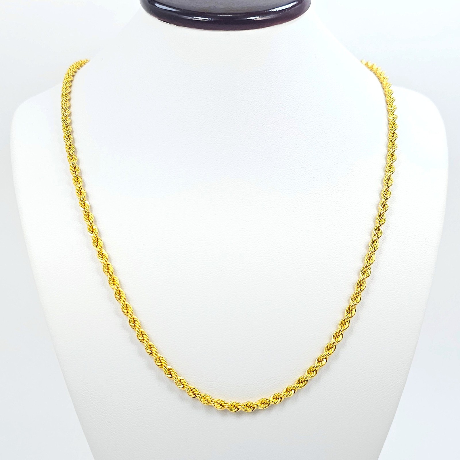 22K Gold Rope Chain Necklace 20 in 2.7 mm Hollow Genuine Hallmarked 916