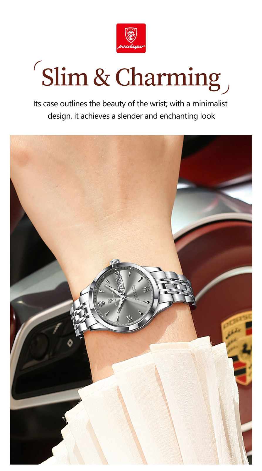 Watch For Woman Waterproof Luminous Date Week Ladies Watch