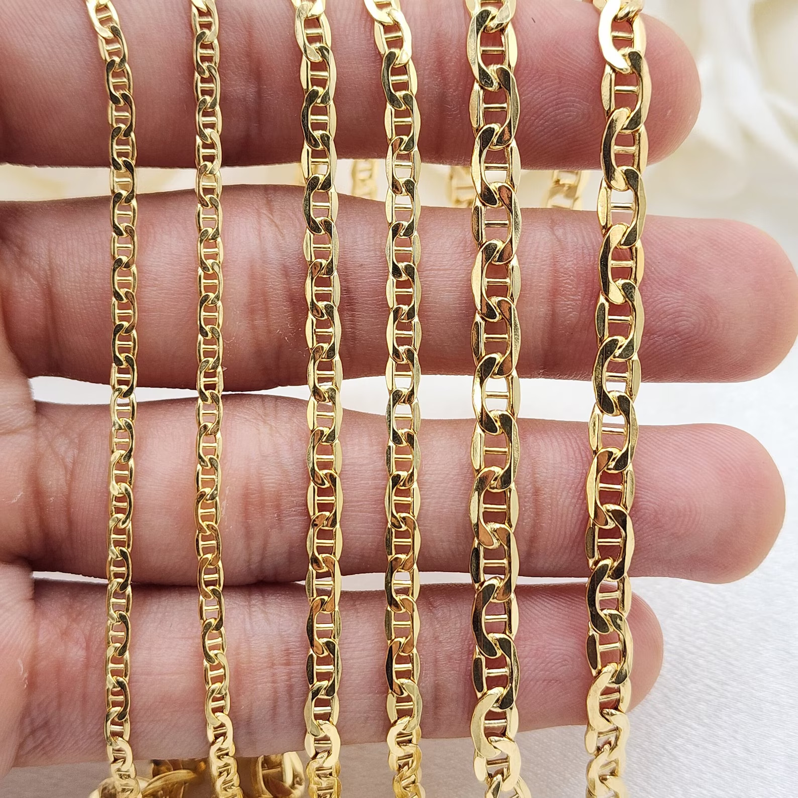 14k Gold Filled Mariner Marina Chain Necklace 18-24” 3-7mm Men Women