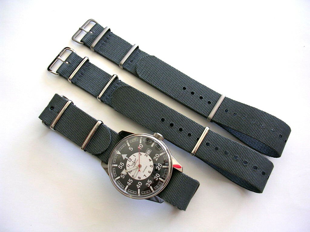 18mm British Admiralty Grey SS NATO G10 ballistic watch band RAF strap IW SUISSE