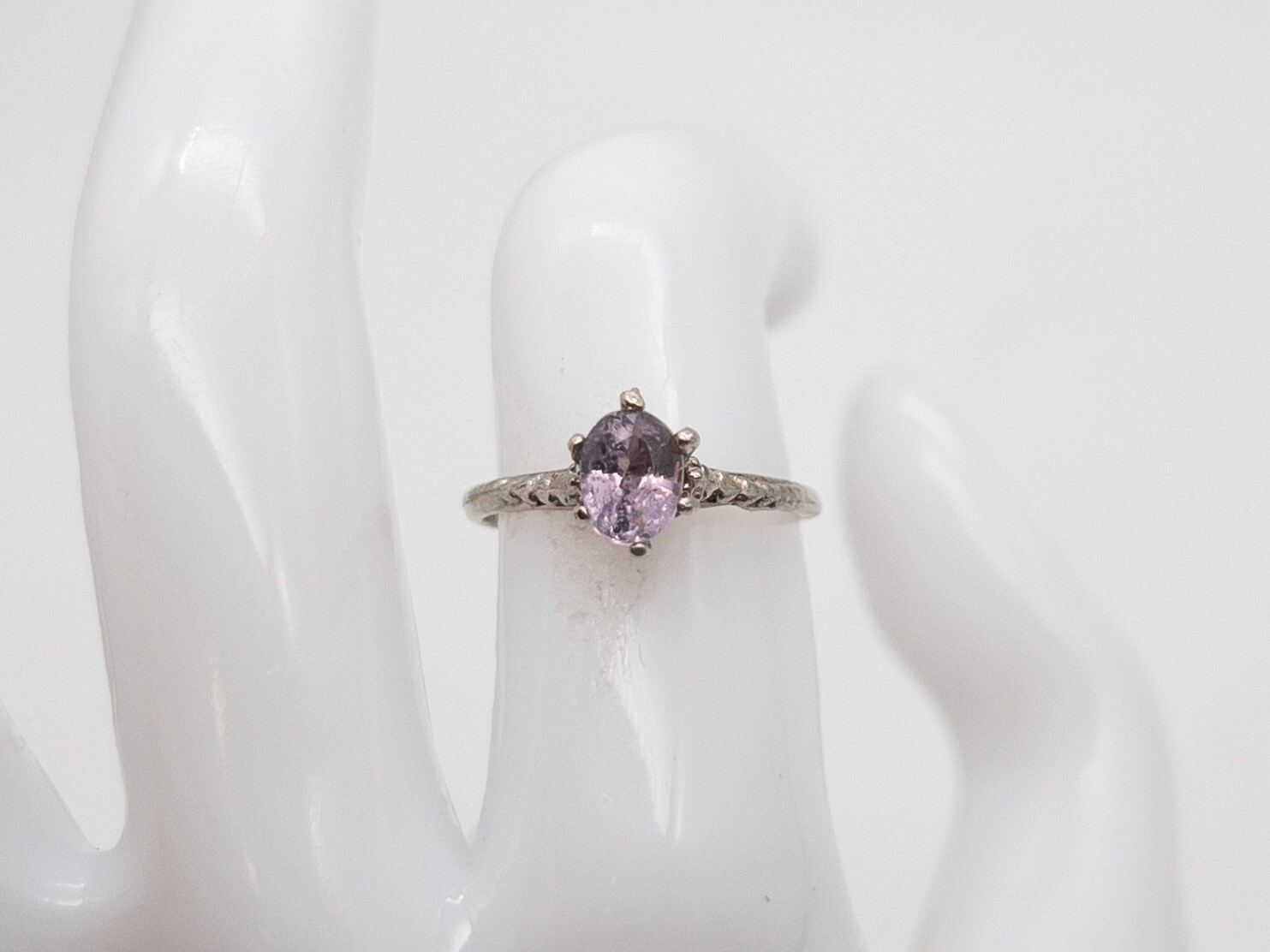 $2400 CERTIFIED 1ct NO HEAT Natural PINK PURPLE Sapphire 14k White Gold Ring