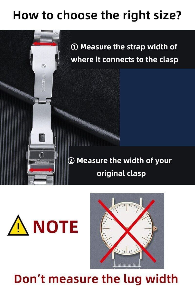 Replacement 16mm 18mm 20mm 22mm Watch Buckle Double Lock Seiko Watch Band Clasp