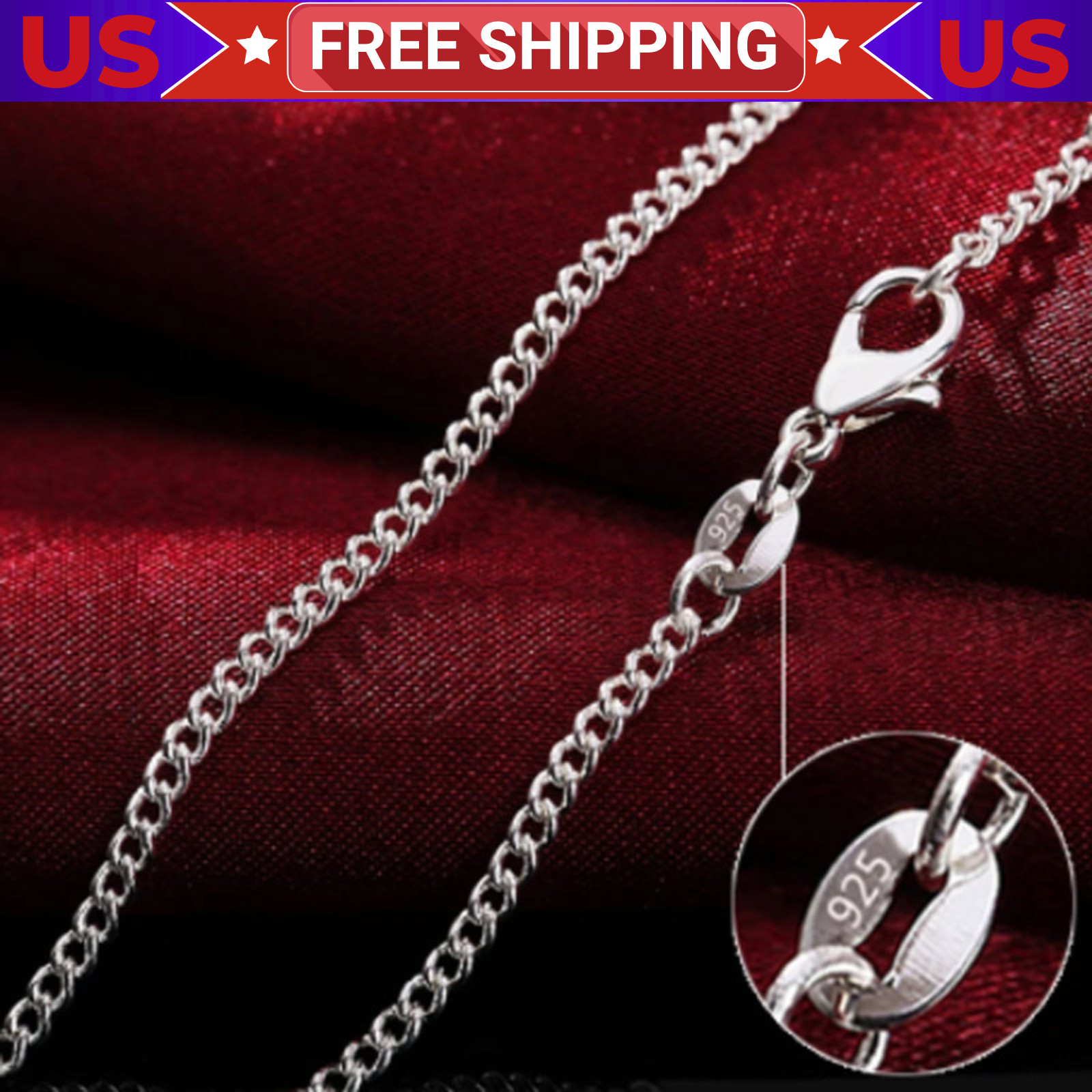 Real Solid Sterling Silver Diamond Cut Rope Chain Mens Boys Bracelet or Necklace