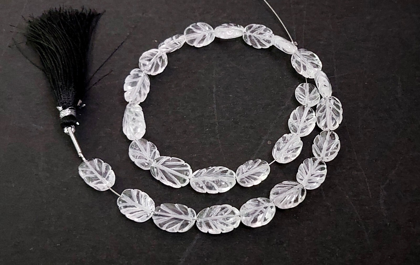 1 Strand Natural Crystal Quartz Oval Leaf Carved 8×10-9x14mm Beads 12″inch