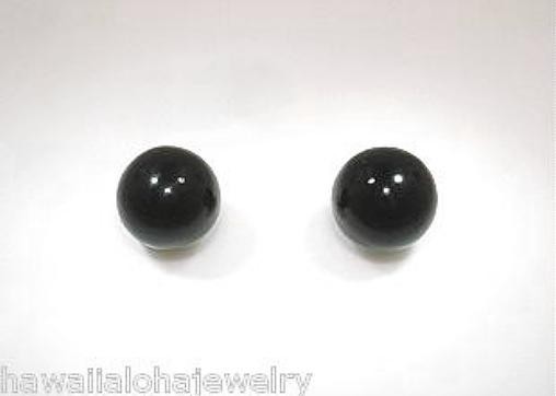 6MM-12MM PACIFIC ROUND BEAD BLACK CORAL 925 STERLING SILVER POST STUD EARRINGS