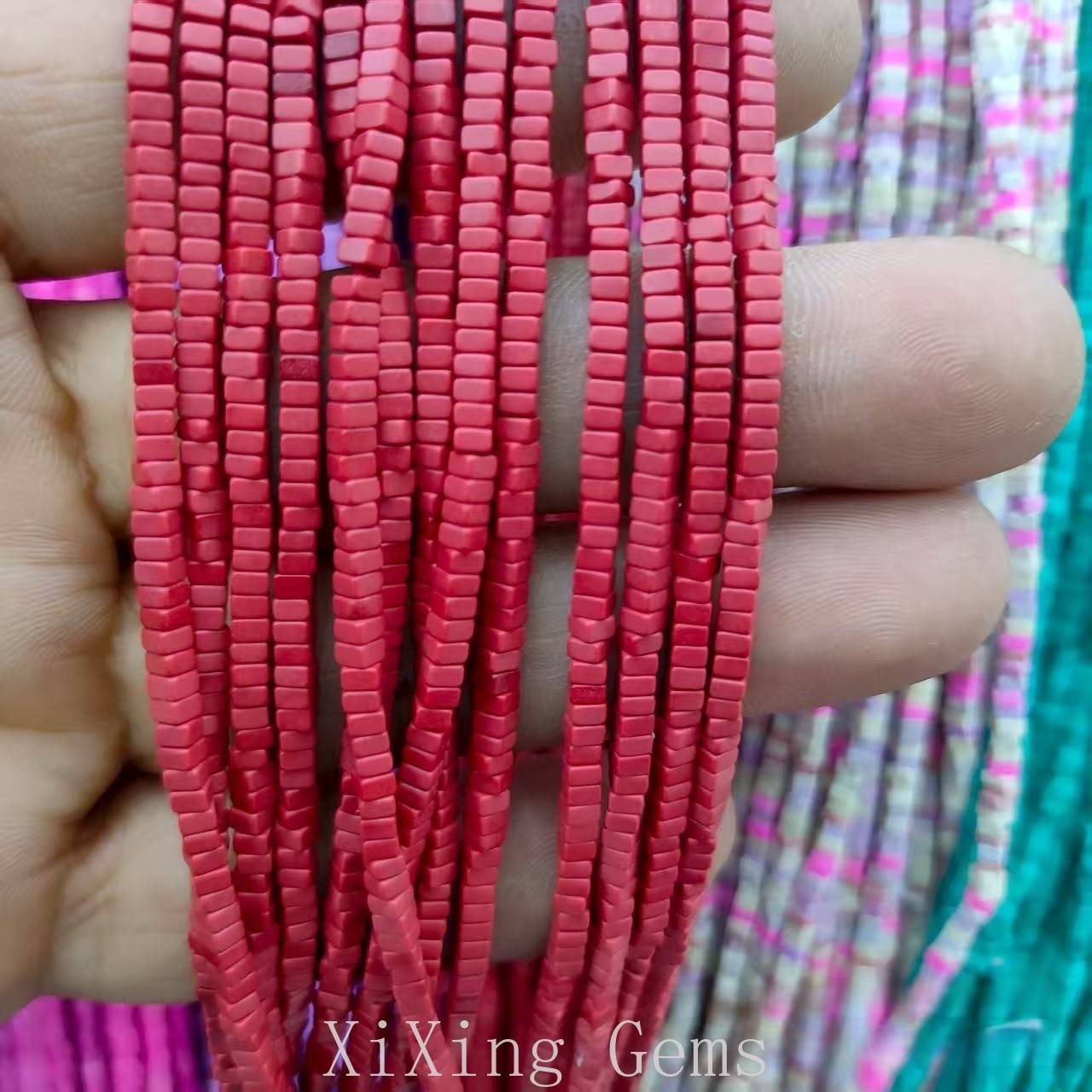 1x2mm Synthetic Red Turquoise Flat Square Disc Spacer Beads for Jewelry Making