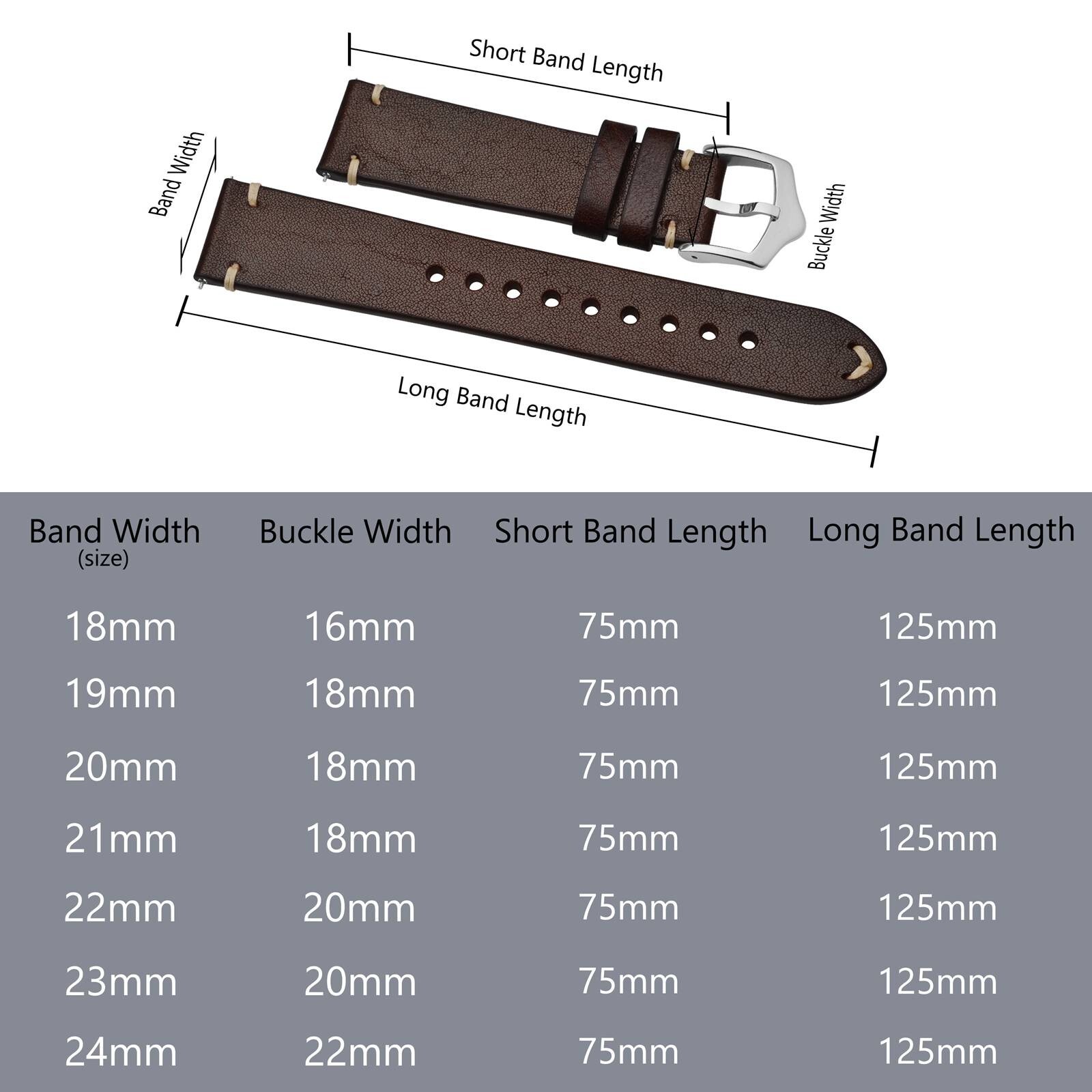 BISONSTRAP Calfskin Leather Watch Strap Quick Release 18mm 20mm 22mm Watch Band