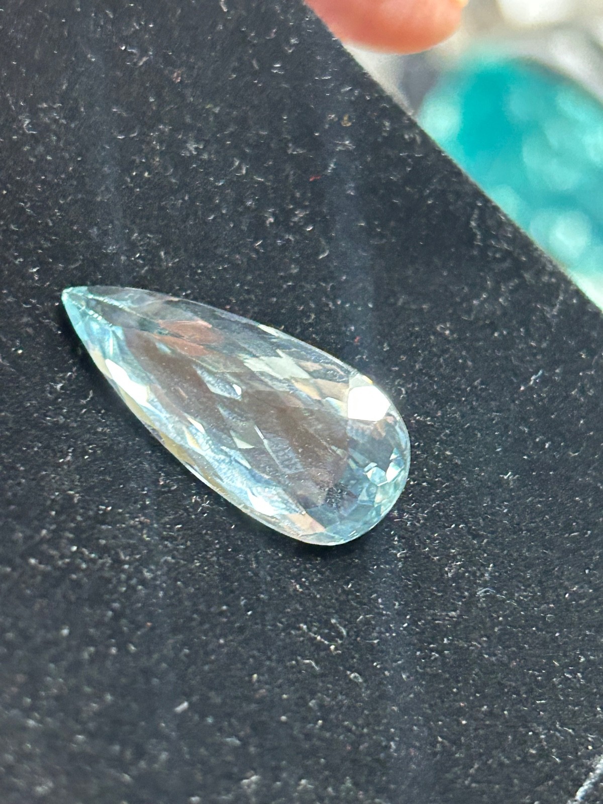 Very Light BLUE TOPAZ 23 CT Faceted Pear /Tear Drop Natural Gemstone 33 x 14 mm