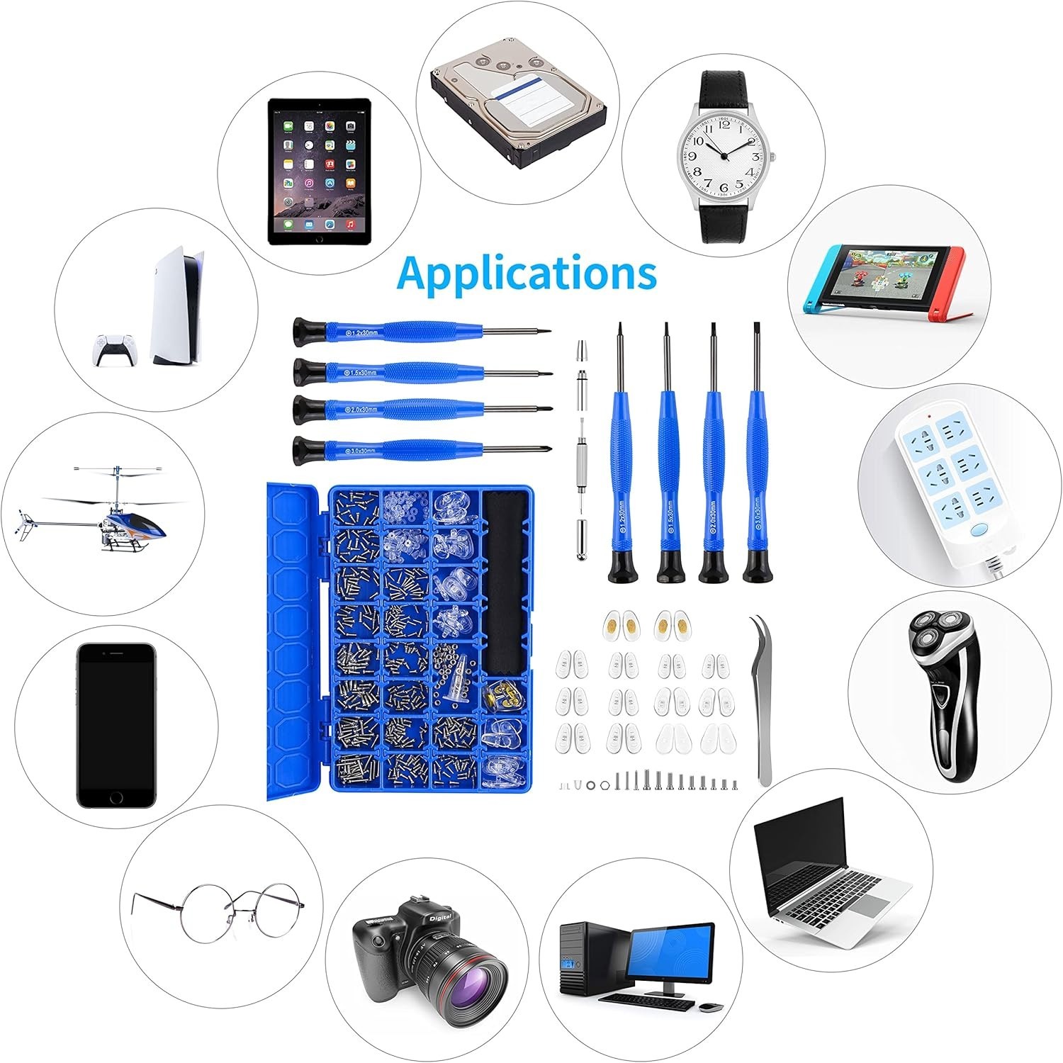 Magnetic Eyeglass Repair Kit Screwdriver Set Screws Nose Pads Tweezers