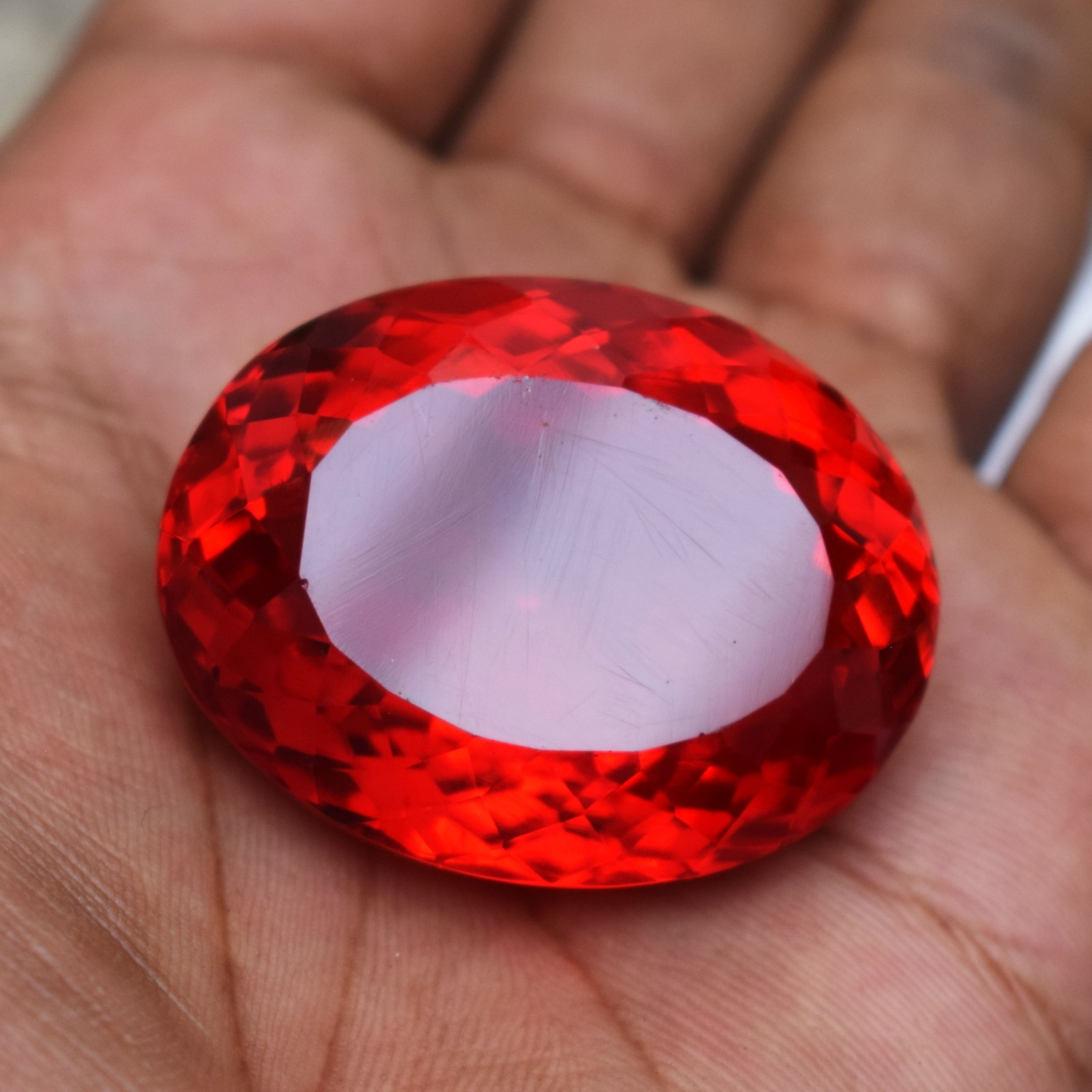 181.65 Carat Huge Blood Red Spinel Oval Cut Flawless Certified Loose Gemstone