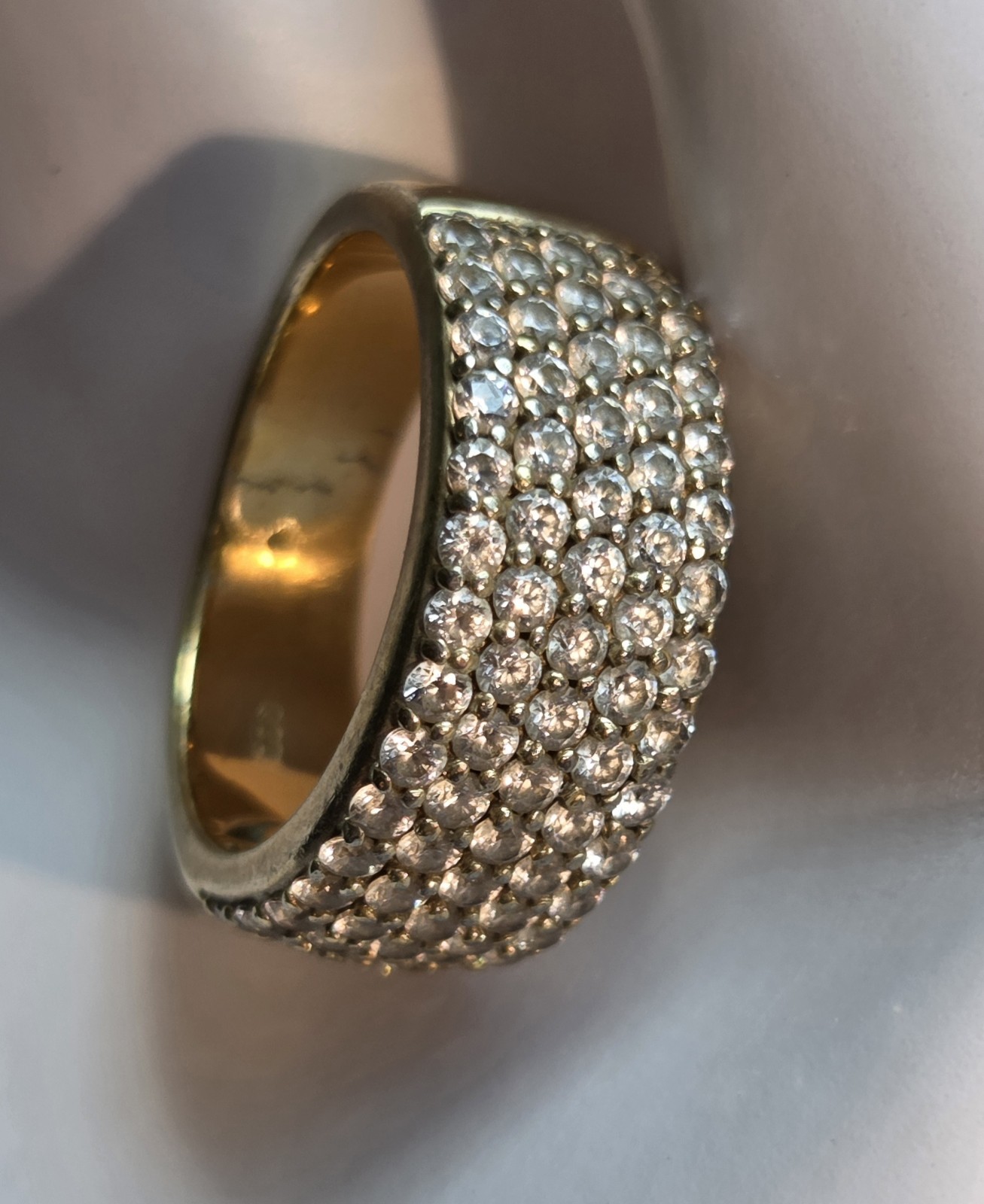 Swarovski Crystal Pave Ring – 925 Yellow Gold Over Silver- Size 6