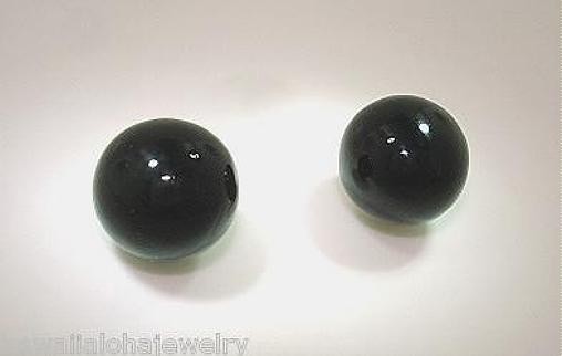 6MM-12MM PACIFIC ROUND BEAD BLACK CORAL 925 STERLING SILVER POST STUD EARRINGS